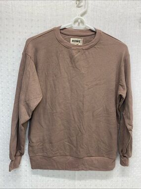 Rowe Unisex Crewneck Waffle Knit Sweater Brown NEW